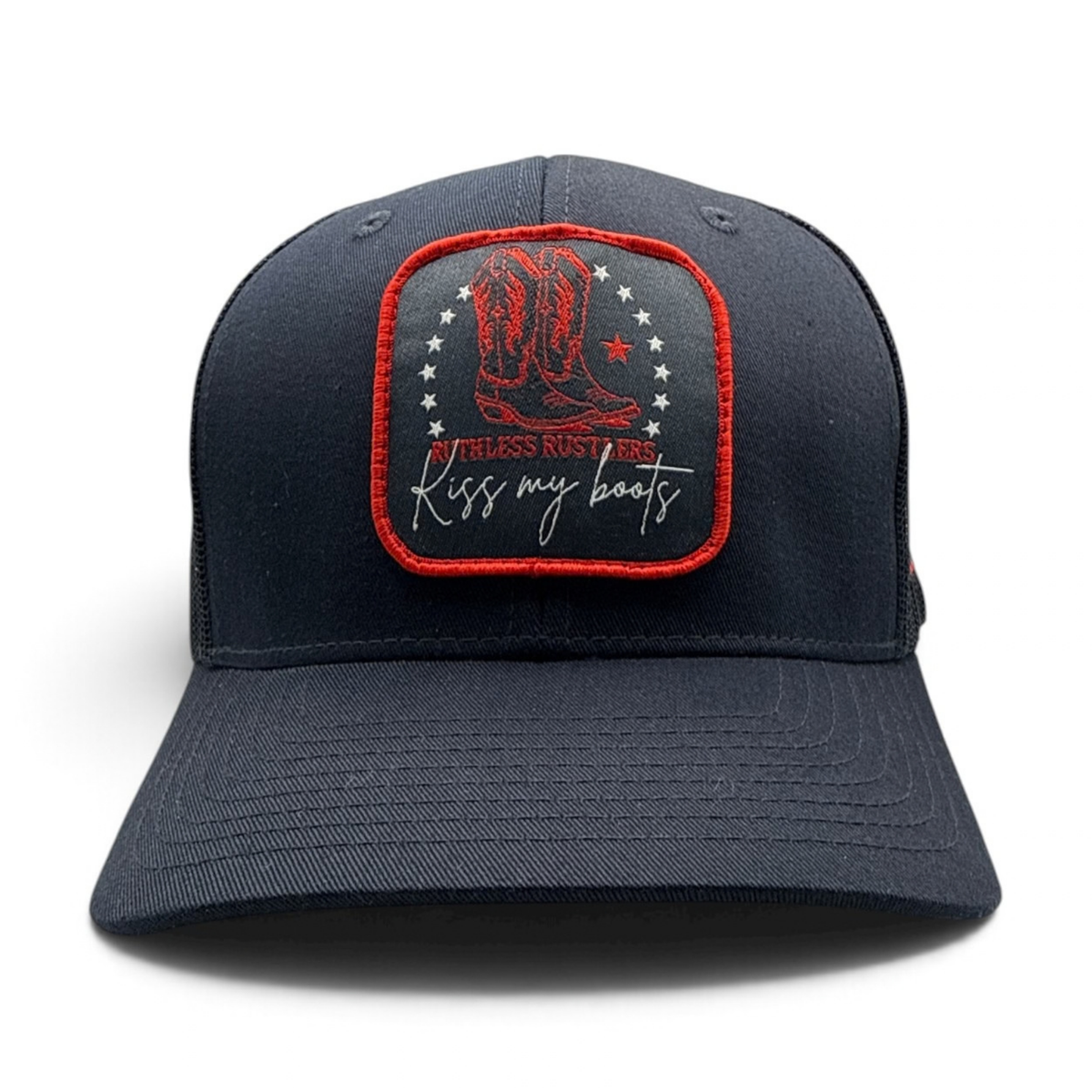 KISS MY BOOTS TRUCKER CAP | Storm Blue