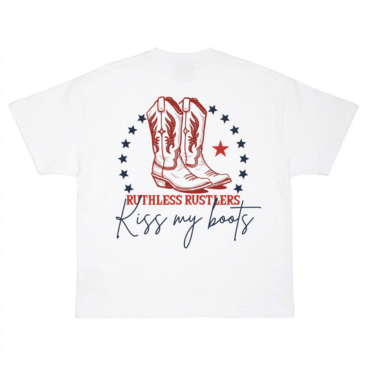T-SHIRT SURDIMENTIONNÉ KISS MY BOOTS | Blanc