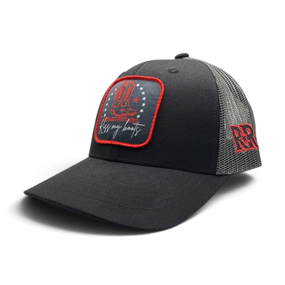 KISS MY BOOTS YOUTH TRUCKER CAP | Black/Charcoal