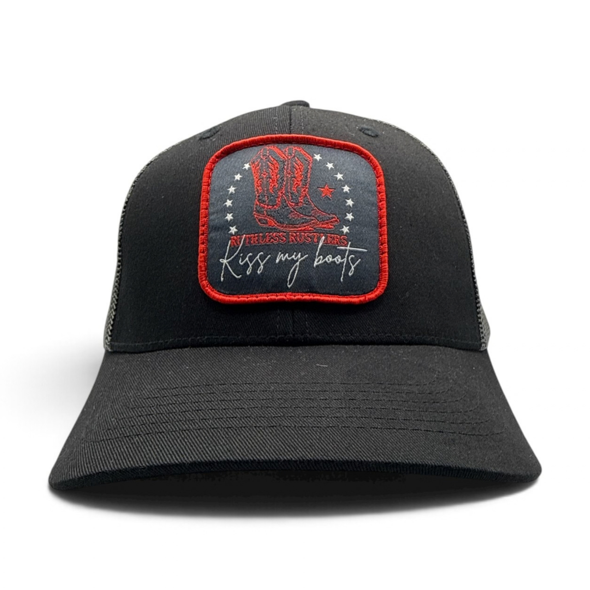 KISS MY BOOTS YOUTH TRUCKER CAP | Black/Charcoal