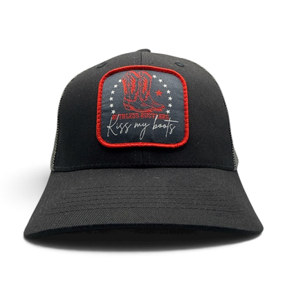 KISS MY BOOTS YOUTH TRUCKER CAP | Black/Charcoal