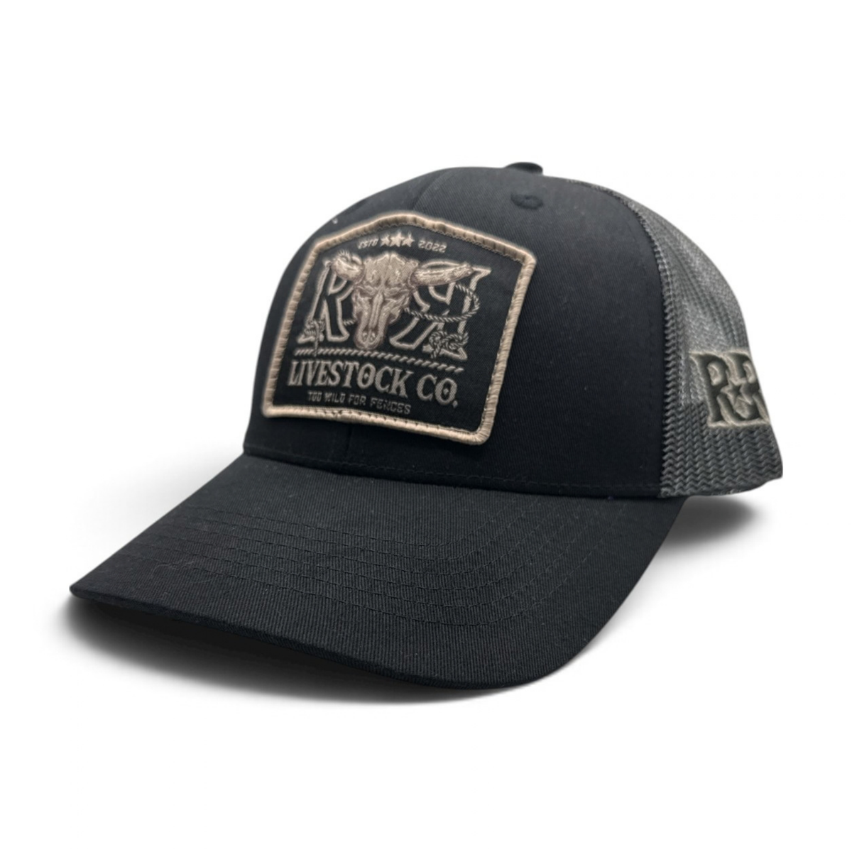RR LIVESTOCK CO. YOUTH TRUCKER CAP | Black/Charcoal