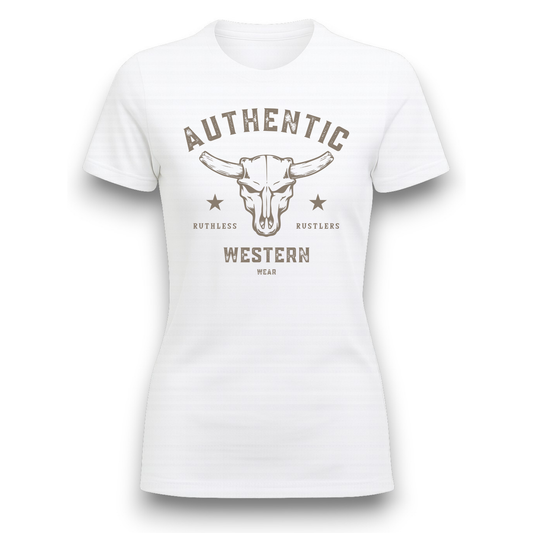T-SHIRT FEMME AUTHENTIC WESTERN | Blanc