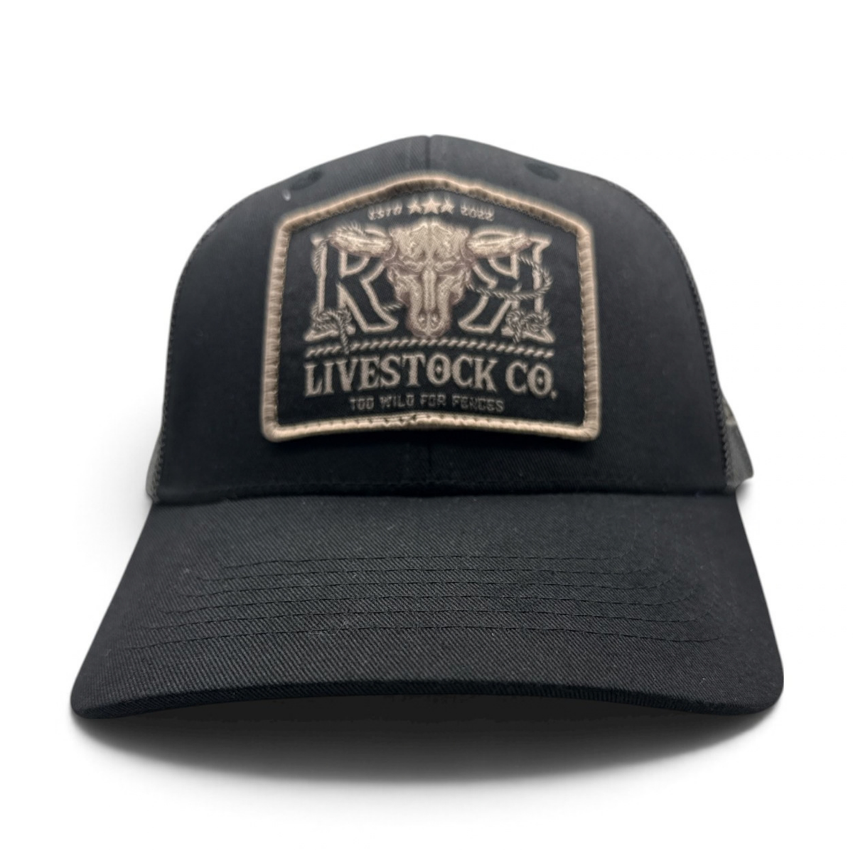 RR LIVESTOCK CO. YOUTH TRUCKER CAP | Black/Charcoal