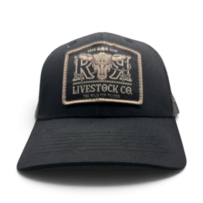 RR LIVESTOCK CO. YOUTH TRUCKER CAP | Black/Charcoal