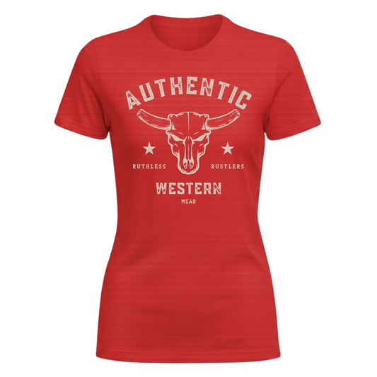 T-SHIRT FEMME AUTHENTIC WESTERN | Rouge
