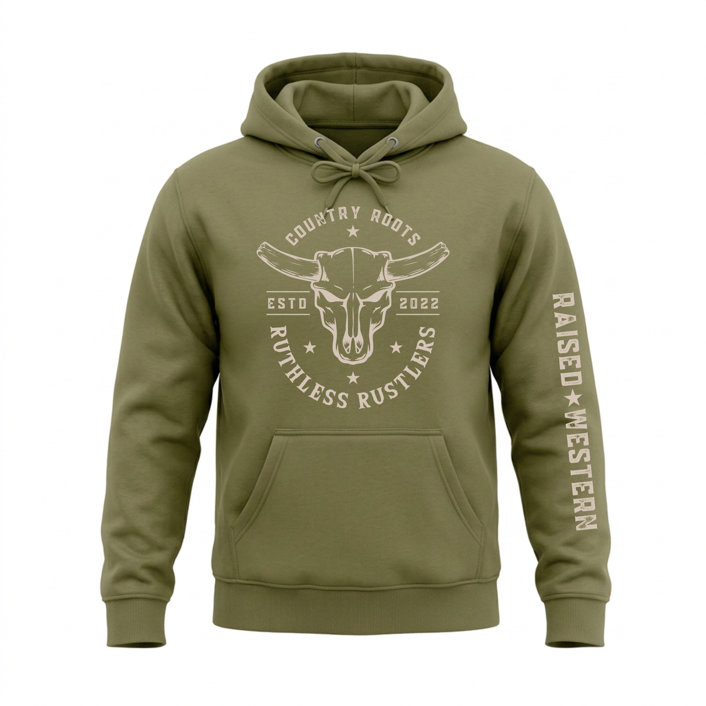 COTTON OUATÉ À CAPUCHON COUNTRY ROOTS | Vert armée