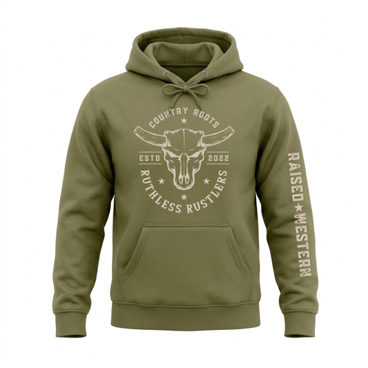 COTTON OUATÉ À CAPUCHON COUNTRY ROOTS | Vert armée