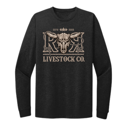 T-SHIRT MANCHES LONGUES RR LIVESTOCK CO.  | Noir