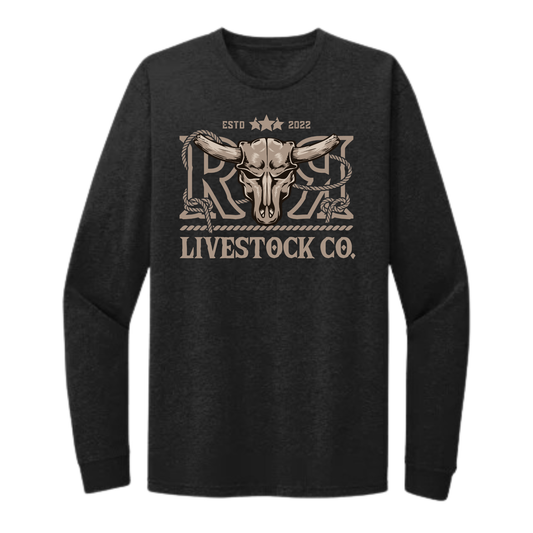 T-SHIRT MANCHES LONGUES RR LIVESTOCK CO.  | Noir