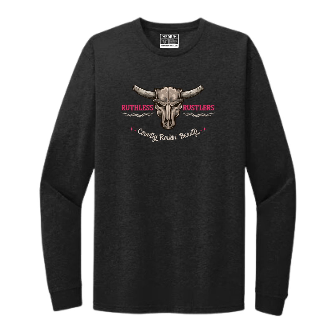 Country Rockin Beauty - Unisex Long Sleeve T-Shirt | Black