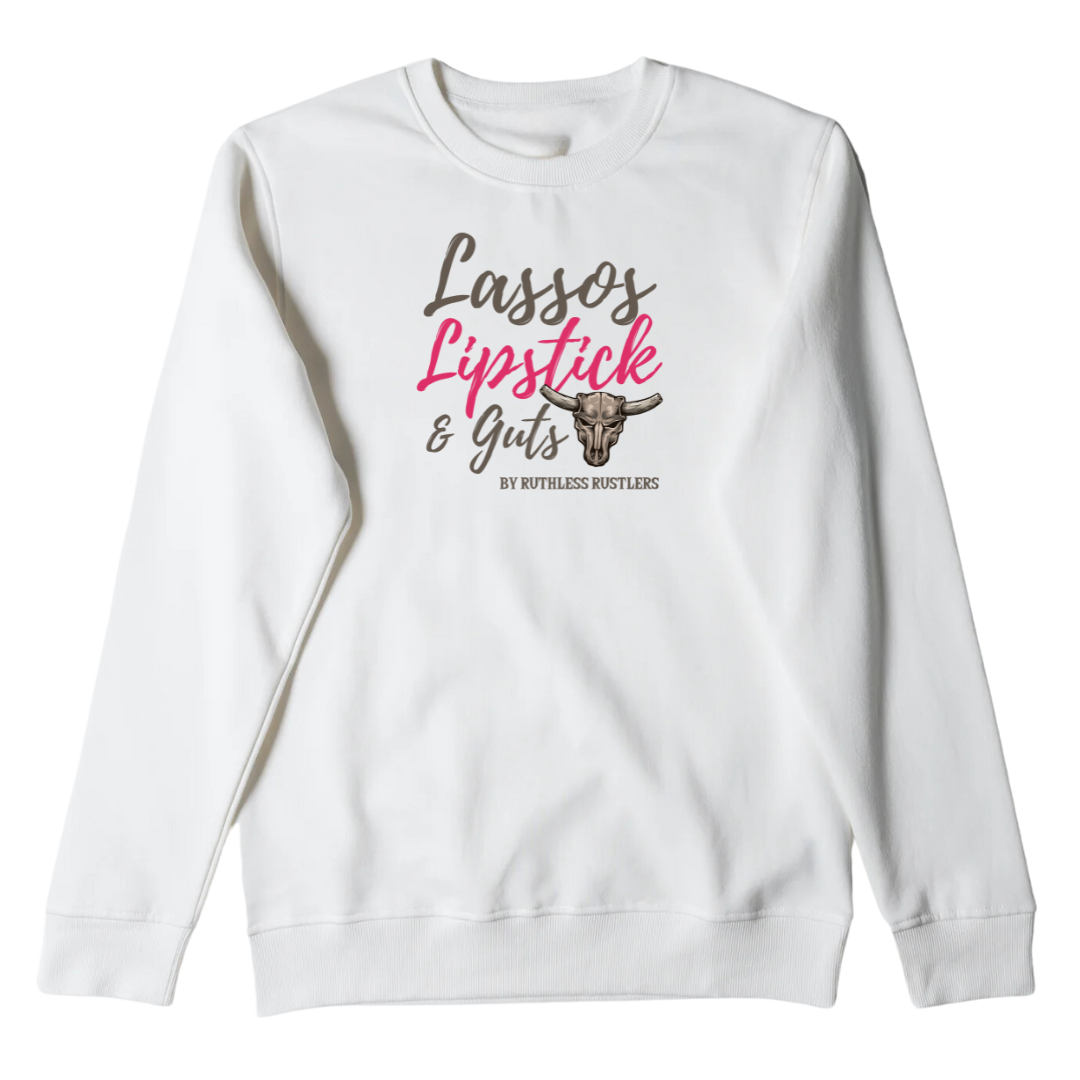 Lassos Lipstick & Guts - Unisex Crewneck | White