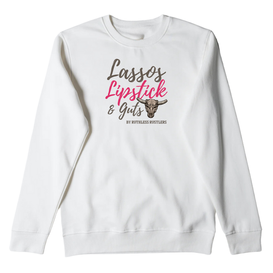 Lassos Lipstick & Guts - Unisex Crewneck | White