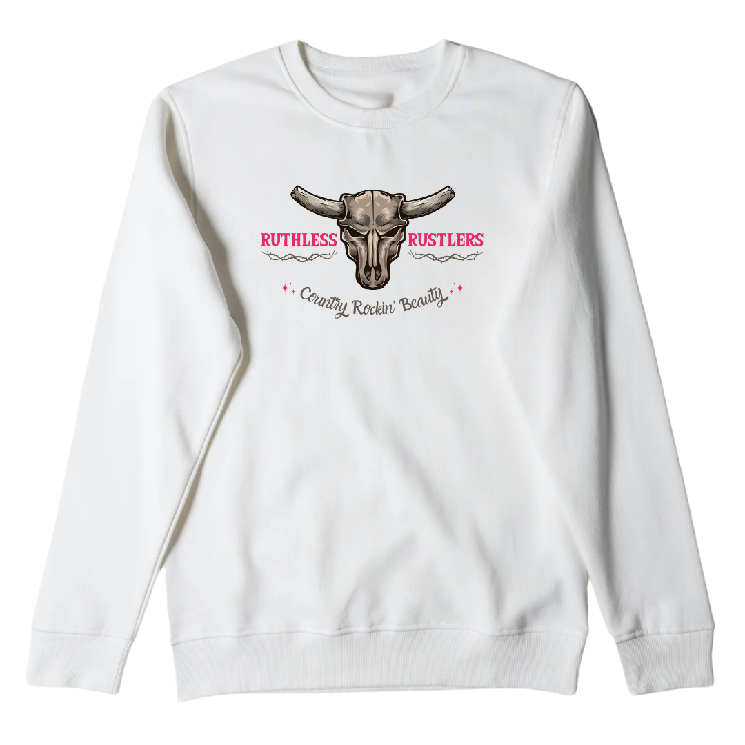 Country Rockin Beauty - Unisex Crewneck | White