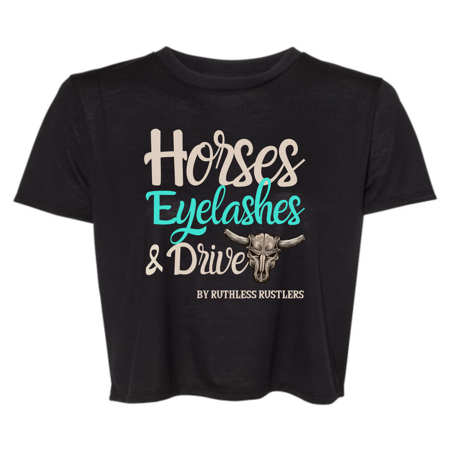 Horses Eyelashes & Drive - Flowy Crop Tee | Black