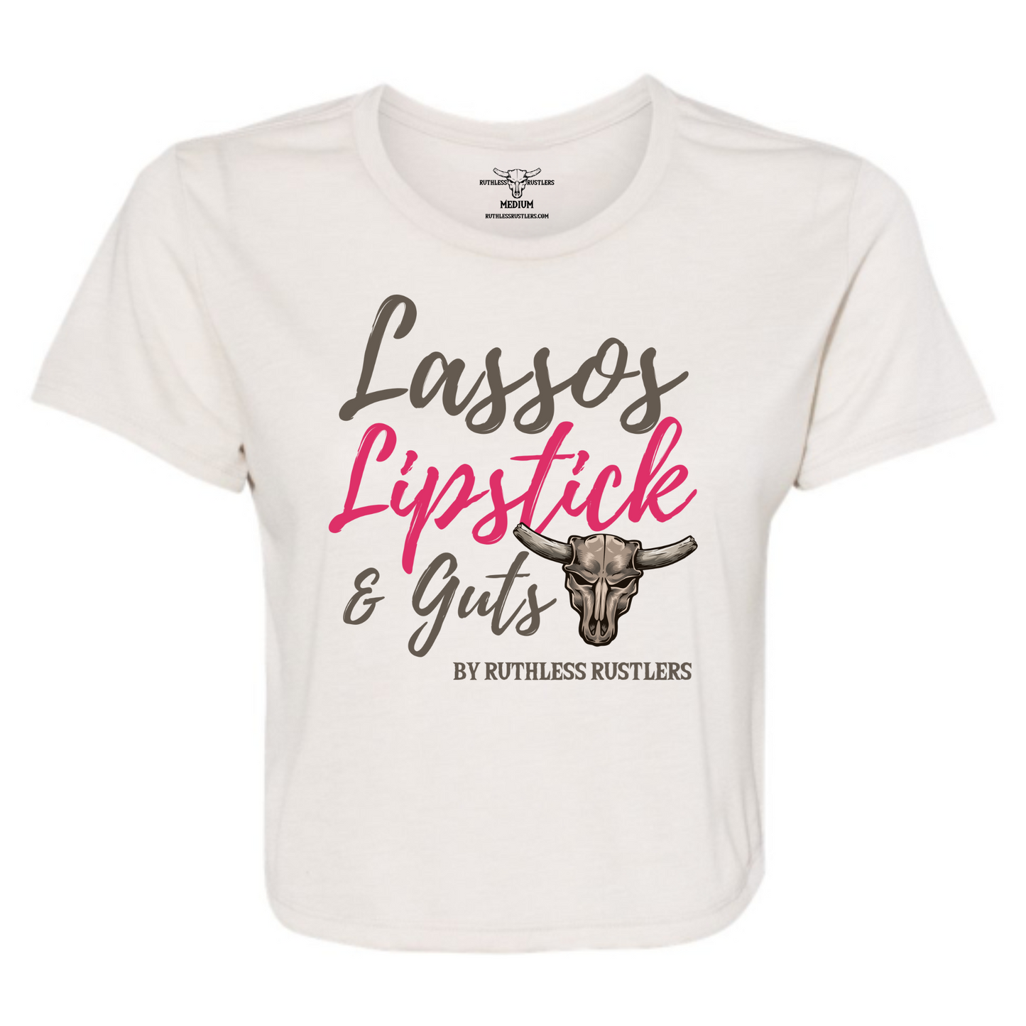 Lassos Lipstick & Guts - Flowy Crop Tee | Dust