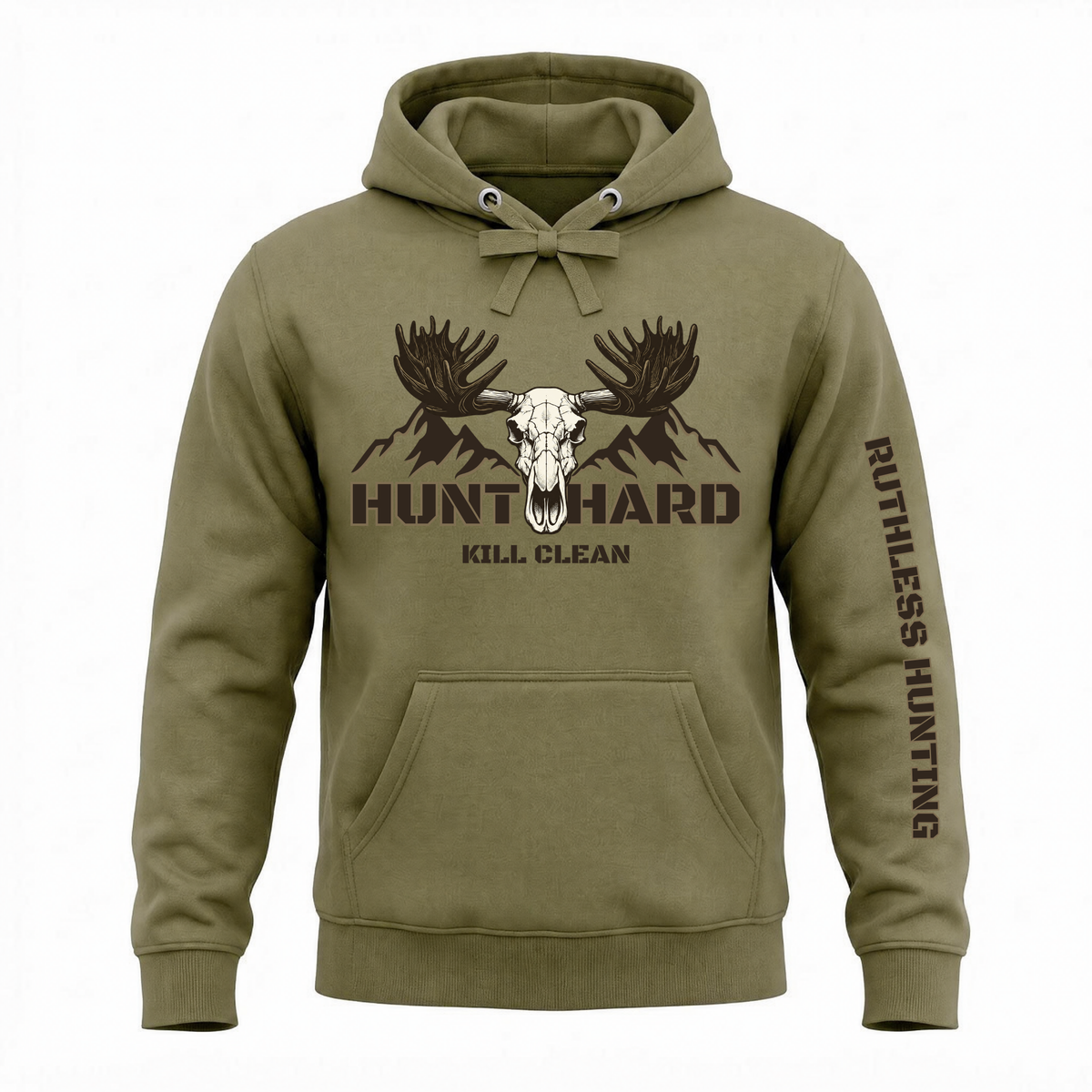 COTTON OUATÉ À CAPUCHON HUNT HARD | Vert armée