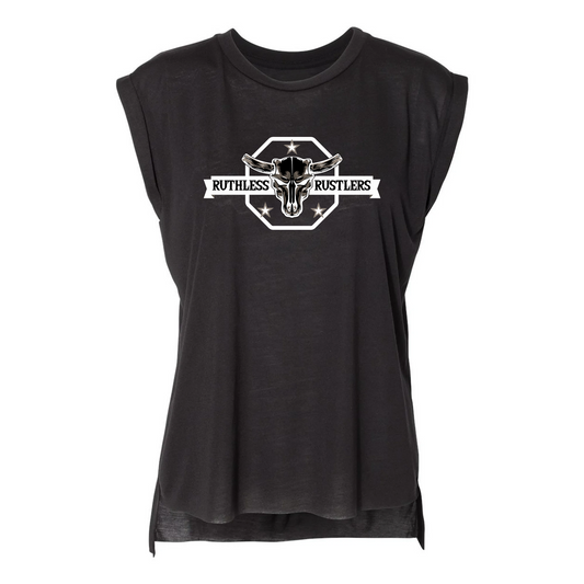 RR Rebel - Flowy Rolled Cuff Muscle Tee | Black