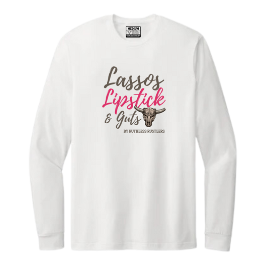 Lassos Lipstick & Guts - Unisex Long Sleeve T-Shirt | White