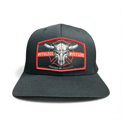Ruthless Rustlers Forged in Bravery Trucker Cap | Black